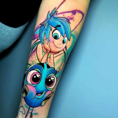 tatuaje de un dibujo animado versión acuarela