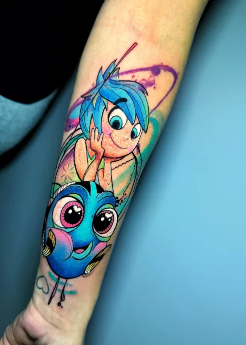 tatuaje de un dibujo animado versión acuarela