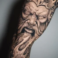 Tatuaje de Poseidón realista hecho por David