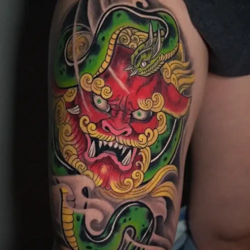 Tatuaje free hand hecho por David