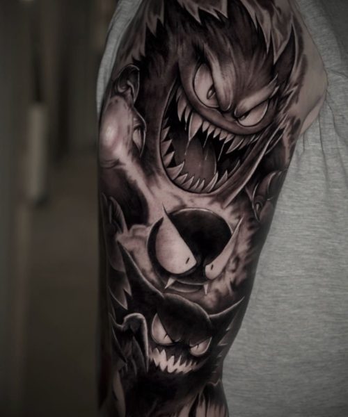 tatuaje en el brazo de un pokemon realismo